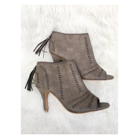 wide peep toe booties